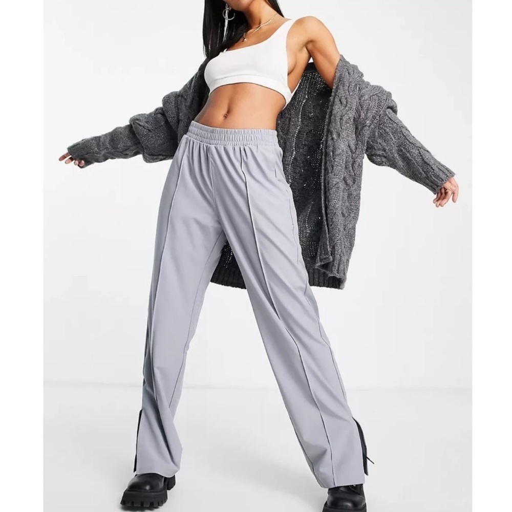 Abercrombie & Fitch seam front straight pants in blue/gray